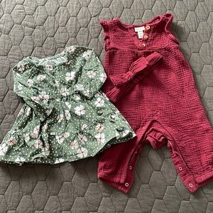 Baby girl 6m/6-9m fall outfits, romper & dress, Carter’s/Cat & Jack